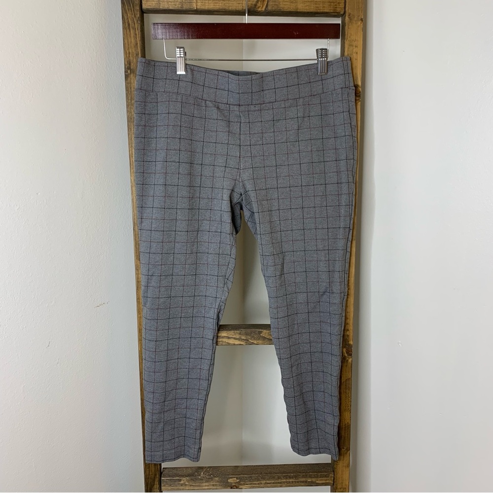 LOFT Gray Plaid Leggings Size L